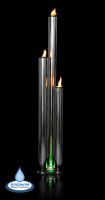 1.56m/135cm Kohala Buis Fontein van Gepolijst Roestvrij Staal met water, Vuur en LED Verlichting